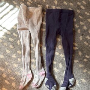 Set of two mini Boden footed ribbed tights. 0-6 months.